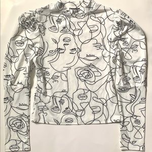 Shein Allover Face L/S Blouse Size L NWOT